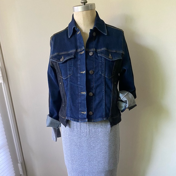 Ruti Winning Combo Denim Jacket Size 0 Black and Blue Street Style - Picture 10 of 15
